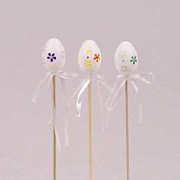 Декорация пасхальная на пике Flora Писанка микс 12 шт Белый (44045)