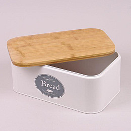 Хлебница металлическая Flora с бамбуковой крышкой (24681) (SK000935)