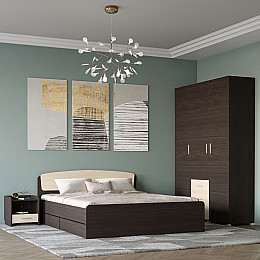Спальня Еверест Бриз комплект 3 (модульна - 3 елементи) венге + дуб молочний (EVR-2550)