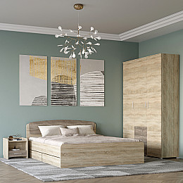 Спальня Еверест Бриз комплект 3 (модульна - 3 елементи) сонома + трюфель (EVR-2551)