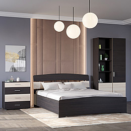 Спальня Еверест Бриз комплект 4 (модульна - 4 елементи) венге + дуб молочний (EVR-2552)