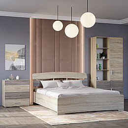 Спальня Еверест Бриз комплект 4 (модульна - 4 елементи) сонома + трюфель (EVR-2553)