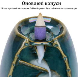 Керамічна підставка для пахощів з 120 конусами + 30 ароматичних паличок Backflow Зелений (SPKIH001)