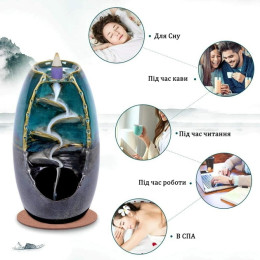 Керамічна підставка для пахощів з 120 конусами + 30 ароматичних паличок Backflow Зелений (SPKIH001)