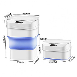 Розкладне відро для сміття RIAS ZSW-L11 з сенсорною кришкою 8L White (3_01529)