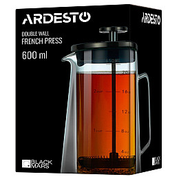 Френч-прес із подвійними стінками 600 мл Ardesto Black Mars AR1906DW