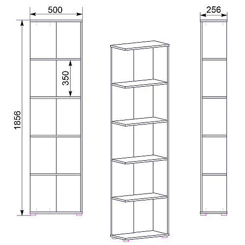 Стелаж книжковий Компанит П-37 Бук 50х25,6х185,6 см