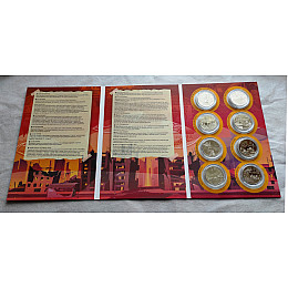 Набор памятных медалей в альбоме Mine города Героев Украины 8 шт 35 мм Серебряный (hub_0wjks9)