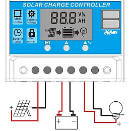 Контроллер заряда солнечной батареи KKMOON KW1230 ШИМ 12-24В 30А