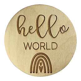 Дерев'яна табличка для фотосесії Dushka Hello world 7 см Бежева (947)