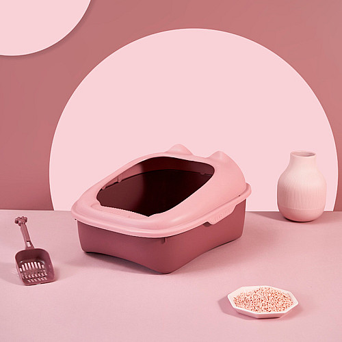 Туалет для кошек Taotaopets 268802 лоток для котов 40*30*20 cm Pink с лопаткой