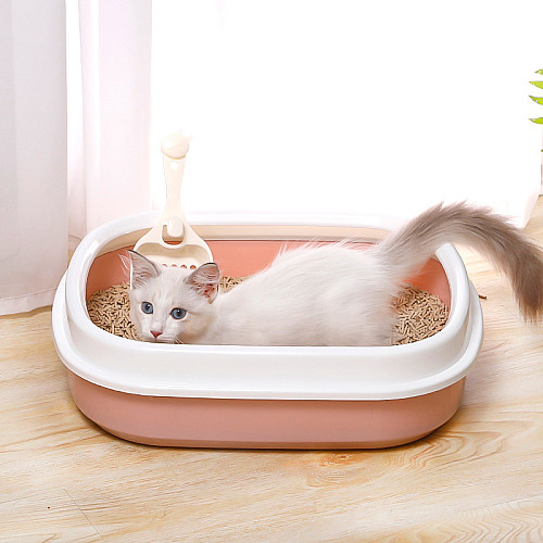 Туалет лоток для кошек Taotaopets 225501 46*38*13 см Pink с лопаткой
