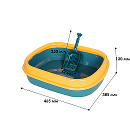 Туалет лоток для кішок з лопаткою Taotaopets 225501 46*38*13 см Синій (11051-62356)