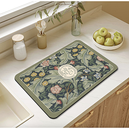 Коврик для сушіння посуд на кухню Hoz Drain Pad Obantic Green S 30х40 см Різнокольоровий (SK001662)