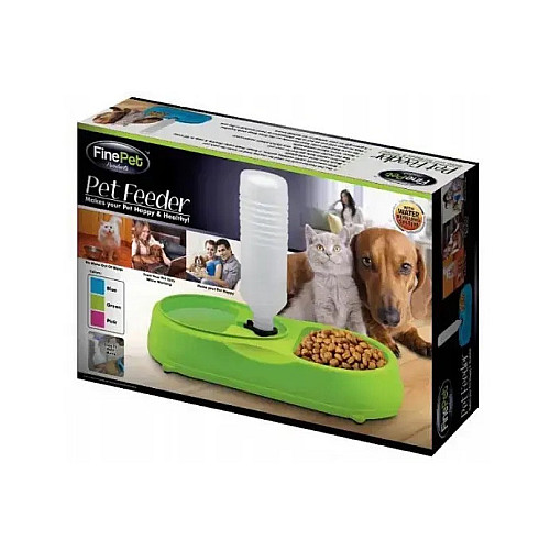 Кормушка для котов и собак Fine Pet Feeder с поилкой Green (3_03635)