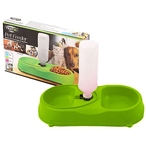 Кормушка для котов и собак Fine Pet Feeder с поилкой Green (3_03635)