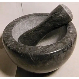 Ступка мармурова з пестиком Krauff 14х8 см Сірий