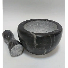 Ступка мармурова з пестиком Krauff 14х8 см Сірий