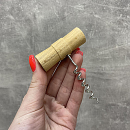 Штопор из нержавеющей стали с деревянной ручкой Hoz 6666-18