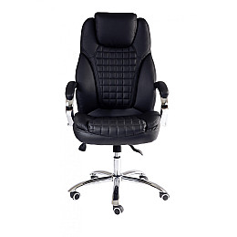 Офісне крісло керівника BNB TeslaDesign хром Anyfix Екошкіра Чорний