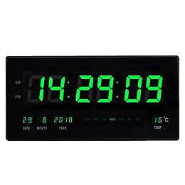 Настінний електронний LED годинник Digital Clock 4622 Чорний із зеленим
