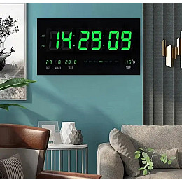 Настенные электронные LED часы Digital Clock 4622 Черные с зеленым