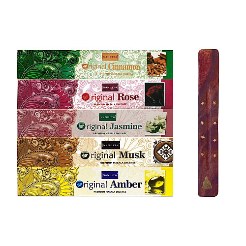 Аромапалочки набор Nandita Original Masala Premium Set 5 шт с подставкой