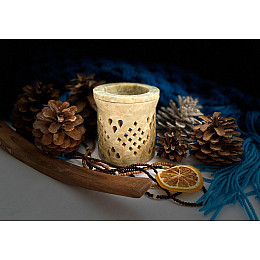 Кам'яна аромалампа для ефірних олій 8х7х7.5 см (525) Pashan Kala