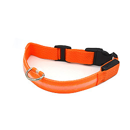 Светодиодный LED ошейник Lesko Orange S USB светящийся для собак и котов