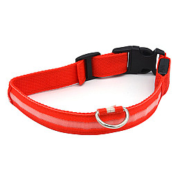 Светодиодный LED ошейник Lesko Red XL USB светящийся для собак и котов