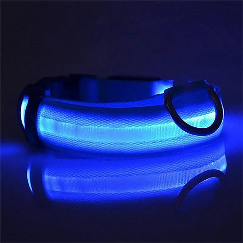 Светодиодный Lesko Blue L LED ошейник USB светящийся для собак и котов