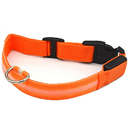 Светодиодный LED ошейник Lesko Orange XL USB светящийся для собак и котов