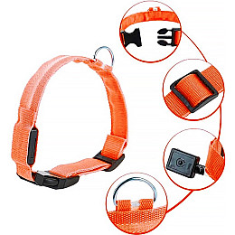 Світлодіодний LED ошийник Lesko Orange XL USB світиться для собак і котів