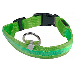Светодиодный LED ошейник Lesko Green M USB светящийся для собак и котов