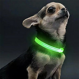 Світлодіодний LED ошийник Lesko Green M USB світиться для собак і котів