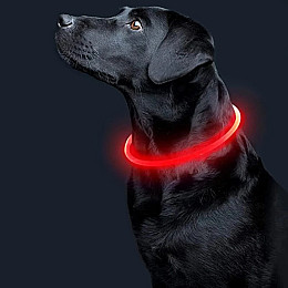 Світлодіодний LED ошийник Lesko L-18 Red M для собак і котів USB світиться водовідштовхувальний