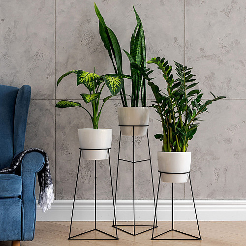 Комплект металлических подставок для цветов и вазонов Adore Décor Скандинавские 3 шт Черный