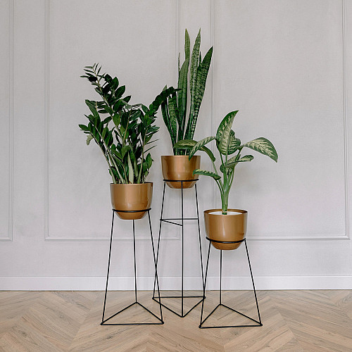 Комплект металлических подставок для цветов и вазонов Adore Décor Скандинавские 3 шт Черный