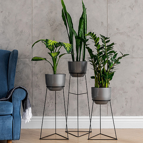 Комплект металлических подставок для цветов и вазонов Adore Décor Скандинавские 3 шт Черный