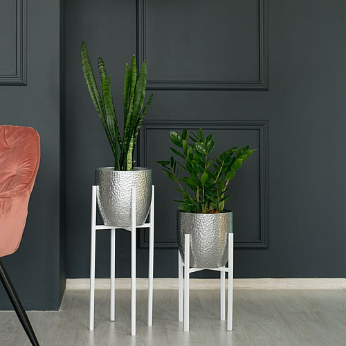 Комплект металлических подставок для цветов и вазонов Adore Décor Британские M/S 2 шт Белый