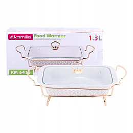 Марміт прямокутний з підставкою Kamille 1,3л Білий (KM-6416)