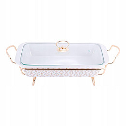 Марміт прямокутний з підставкою Kamille 2,5л Білий (KM-6417)