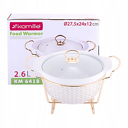 Марміт круглий із підставкою Kamille 2,6 л Білий (KM-6418)