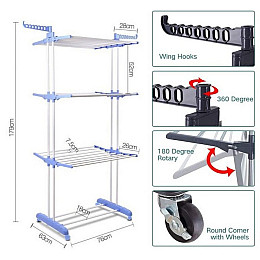 Универсальная складная сушилка для белья OPT-TOP 3 Tiers Garment rack белая (1756374679)