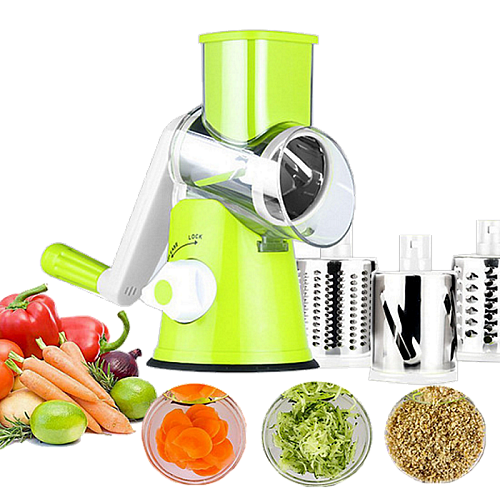 Універсальна механічна овочерізка мультислайсер TableTop TableTop Drum Grater 3 насадки (1756374727)