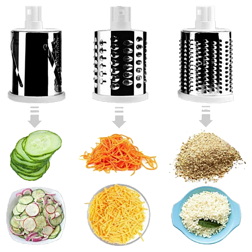 Універсальна механічна овочерізка мультислайсер TableTop TableTop Drum Grater 3 насадки (1756374727)