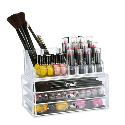 Настільний акриловий органайзер для косметики OPT-TOP Cosmetic Storage Box на 3 дверей (1756375357)