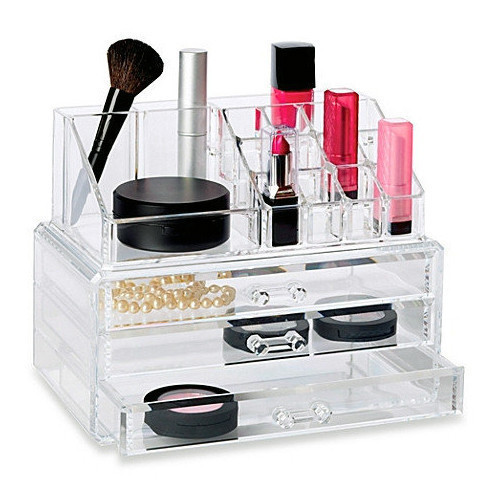 Настільний акриловий органайзер для косметики OPT-TOP Cosmetic Storage Box на 3 дверей (1756375357)