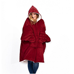 Толстовка-плед с капюшоном OPT-TOP Huggle Hoodie двухсторонняя красный (1762056417)