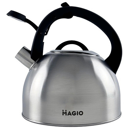 Чайник для плити зі свистком 2,5л MAGIO MG-1192 Steel/Black